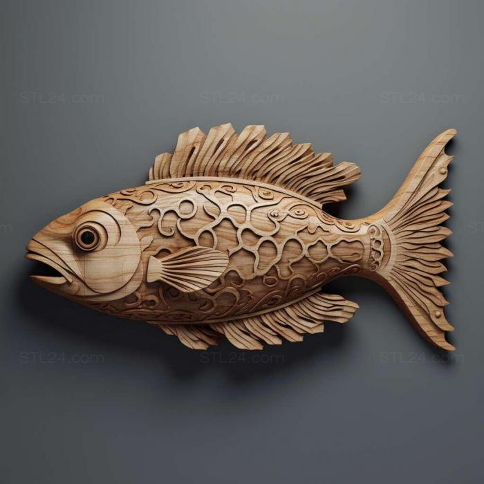 Nature and animals (Guppy fish 3, NATURE_5339) 3D models for cnc